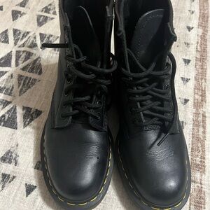 Dr. Martens Black Ankle Boots with Yellow Stitching